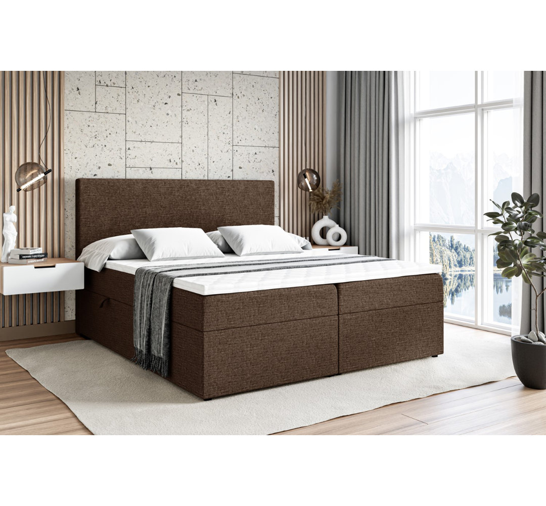 Boxspringbett mit Bettkasten und Topper