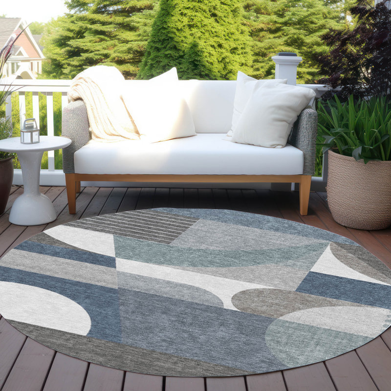 Tapis intérieur / extérieur gris Aeleth , 2'3" x 7'6"