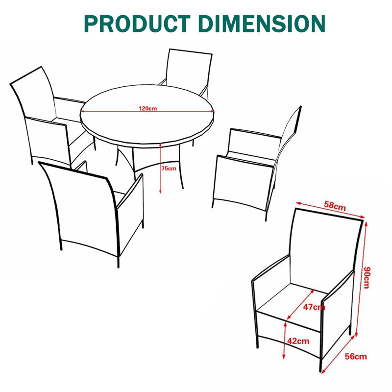 Strunk 4 - Person Patio Dining Set with Round Table , Cushions Included, Grey, Grey
