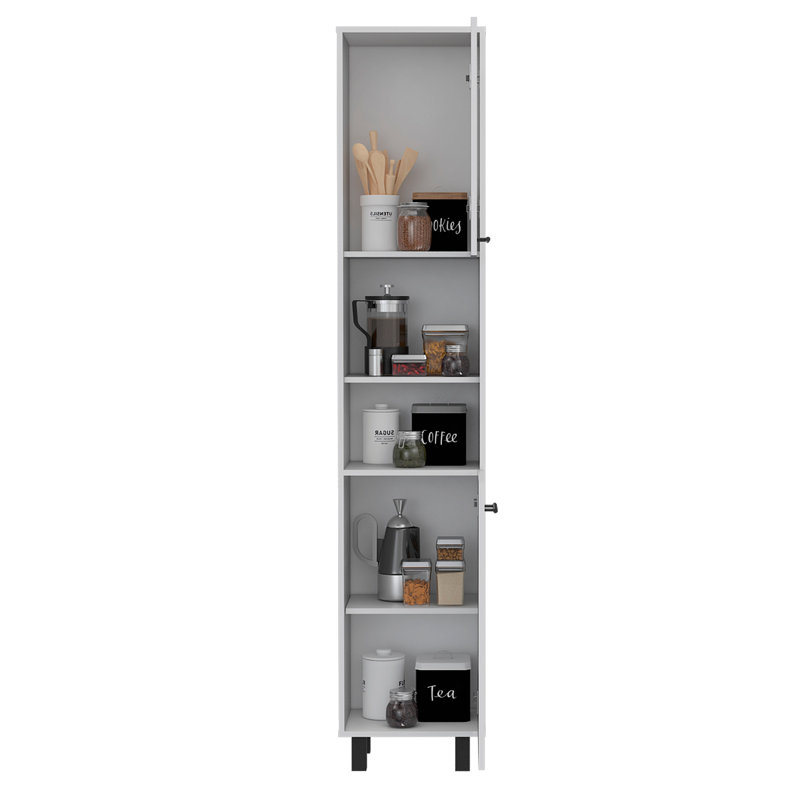 Garde-manger Hobart, quatre pieds, trois tablettes intérieures, deux tablettes, deux armoires, Blanc