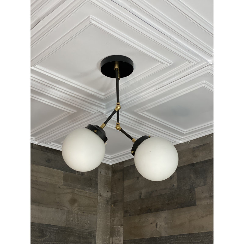 Plafonnier semi-encastré cylindrique 20 po à 2 lumières Onna, Noir / Laiton