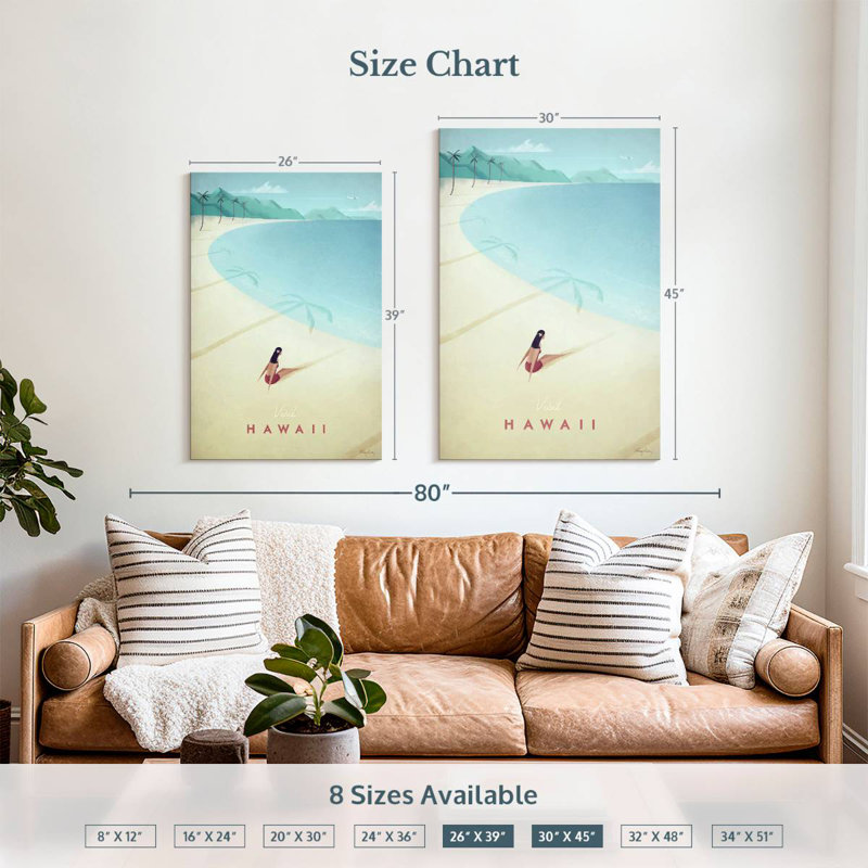 Affiche de voyage rétro Aime, visite d'Hawaï, H 39 po x l 26 po