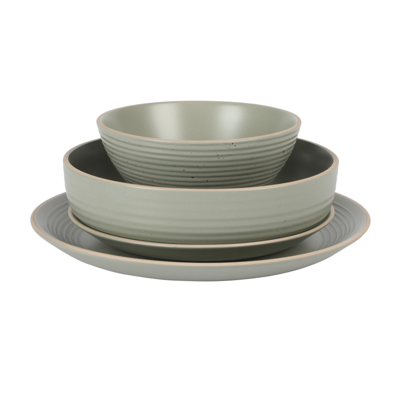 Gibson Home Stoneware Dinnerware Set - Service for 4, Sage Green