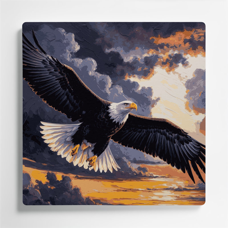 Oiseaux, aigle à queue blanche, art mural en métal gris, H 32 po x l 32 po