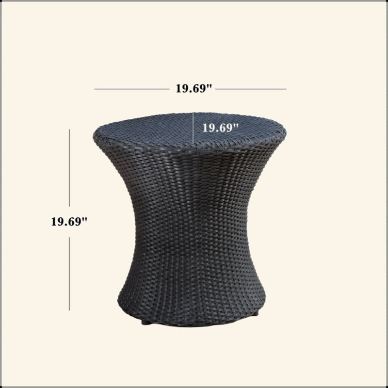 Table d'appoint polyvalente en rotin pour une utilisation intérieure et extérieure, améliorant les espaces, Noir
