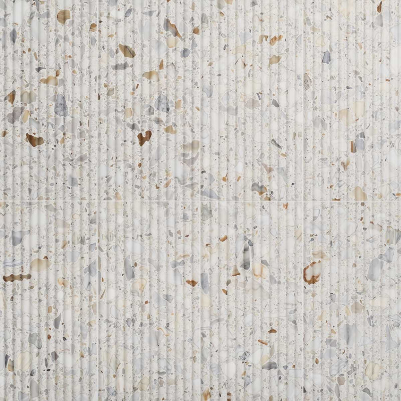 Terrazzo Italy Fluted Honed Terrazzo Tile, Sacra Calacatta White