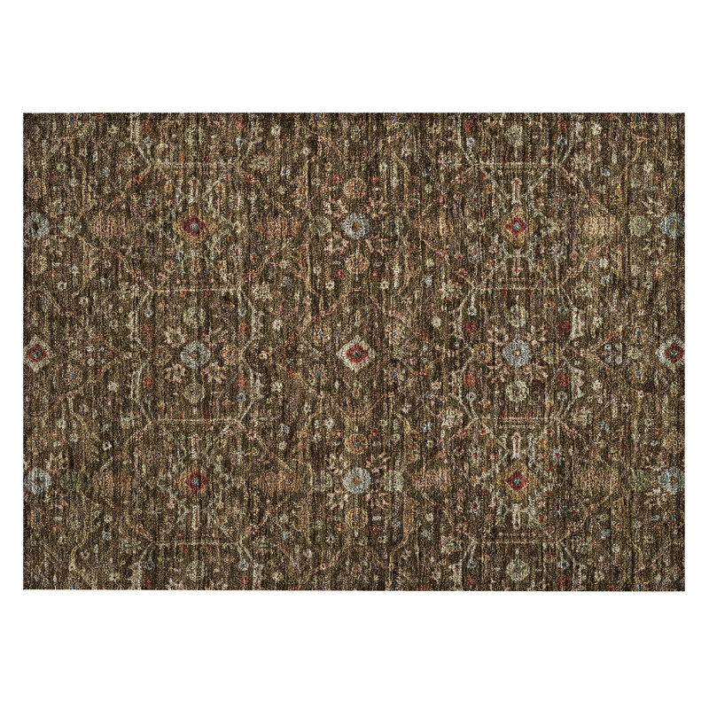 Machine Washable Indoor/Outdoor Chantille ACN1130 Chocolate Rug, Rectangle 1'8" x 2'6"