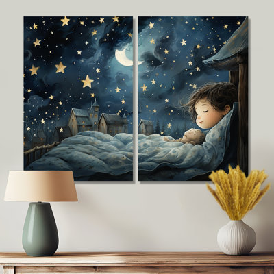 Blue Childhood Haven Nursery II - Nursery Large Wall Decor 2-Pieces