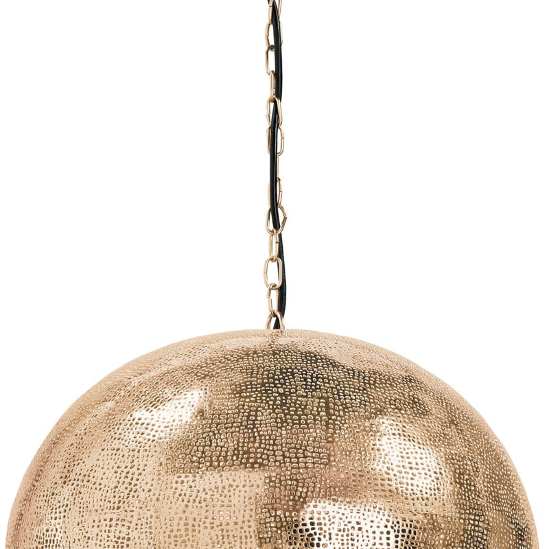 Pierced Metal Sphere Pendant, Natural Brass