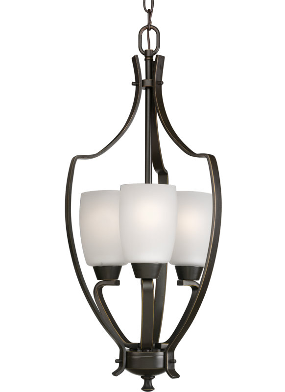 Luminaire suspendu géométrique 3 lumières lanterne Charleston, Bronze antique
