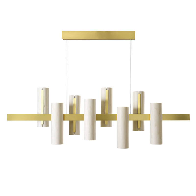 Black Note 8 - Light LED Pendant, Ivory White, Gold, 2700K Bulb Temperature