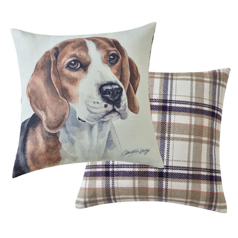 Plaid Beige Square Cushion