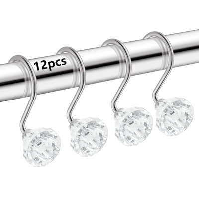 Shower Curtain Hook Rings (12-Pack) Crystal Clear Accent