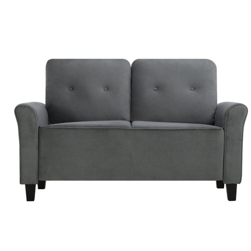 Glasser 58.69" Velvet Rolled Arm Loveseat, Gray