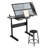 hand crank adjustable drafting table drawing desk with 2 metal drawers (BLACK)WITH STOOL-1941172682