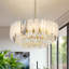 Lustre moderne en verre 4 couches à 4 lumières à intensité variable avec décoration en cristal