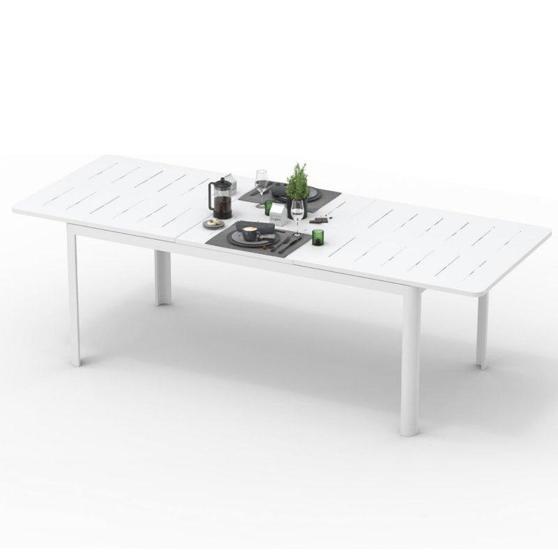 Patio Dining Expandable Table(Only Including Table), Ivory White, 29.5" H x 35.4" W x 94.5" D
