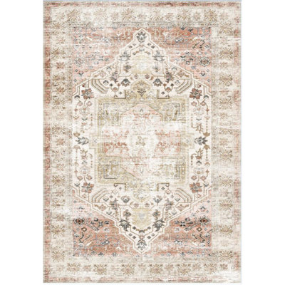 Area Rugs Washable  Area Rug  Floral Area Rug Non-Slip Backing - Pet Friendly & Easy to Clean - Home Decor Carpet for Living Room & Bedroom