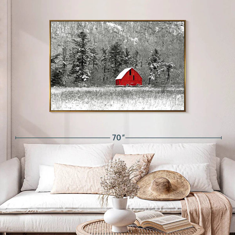 Grange d'hiver de Montréal, 46 po x 31 po, Cadre flottant doré