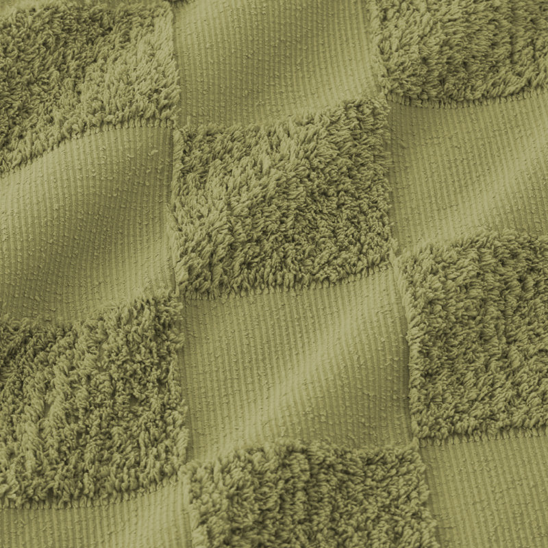 Ensemble d'édredon pour lit ferme à carreaux touffeté Boho, 230GSM, Édredon pour grand lit + 2 taies décoratives, Vert clair