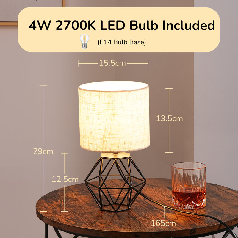 28.5CM Metal Table Lamp With Linen Shade