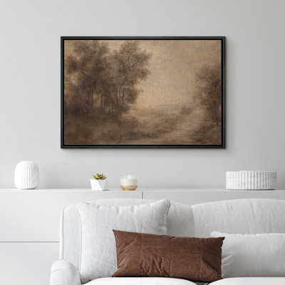 Forêt, paysage, paysage, brun classique, encadré de chambre à coucher, impression sur toile