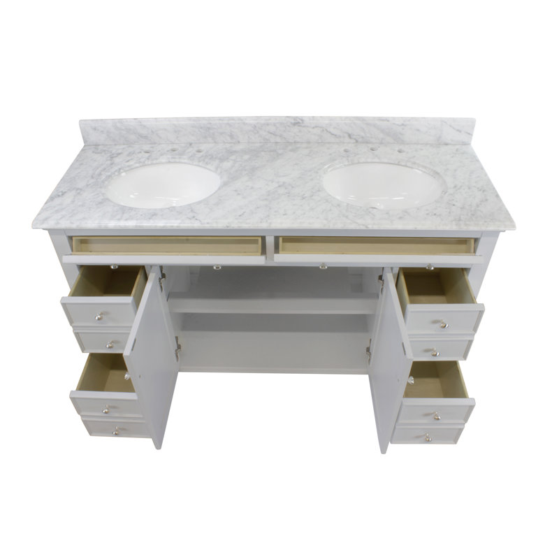 Ensemble de meuble-lavabo de salle de bain double 60 po Chauvigny, Gris