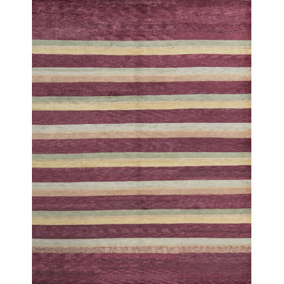 Hand-Knotted High-Quality Purple and Beige Area Rug