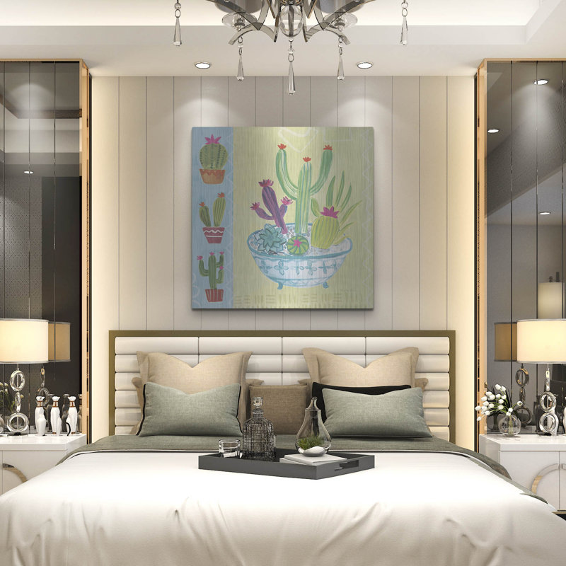Art mural en métal luxueux «Cacti Garden 3 No Birds and Butterflies» par Farida Zaman, 36 po x 36 po, H 36 po x l 36 po