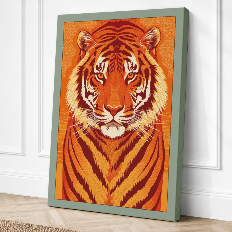 Tiger's Gaze Modern - Wrapped Canvas, 18x12 - 45.7 x 30.5 cm, Sage Border