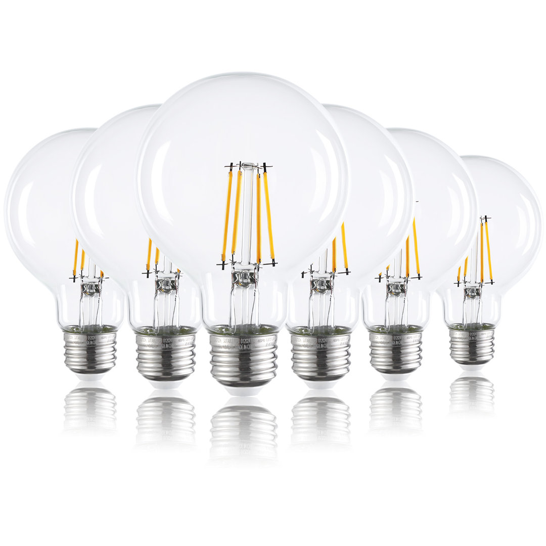 Dimmable LED G25 Vintage Light Bulb, 4.5W (60W Eqv.), Medium E26 Base, 2700K Soft White (Set of 6) TORCHSTAR