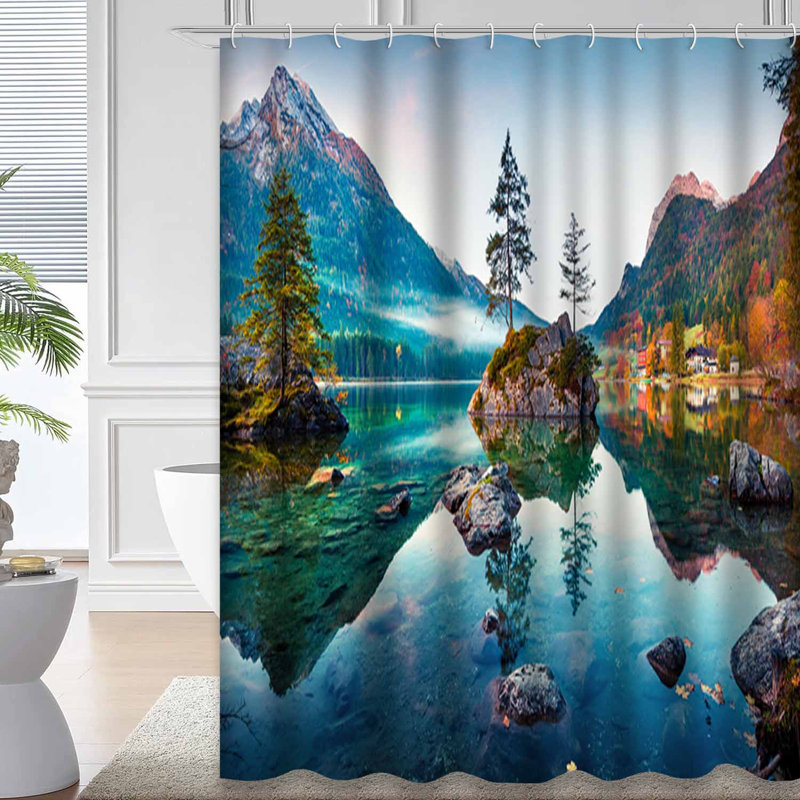 Magnifique rideau de douche avec 12 crochets Autumn Lake Europe, L 72 po x l 84 po