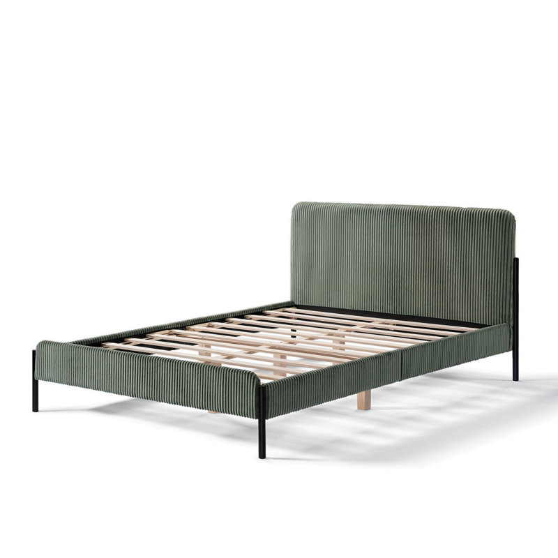 Lit rembourré avec pieds en métal, Green