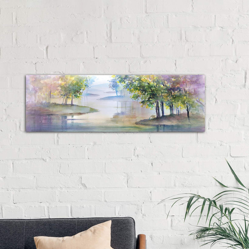Meandering Lake II by Theresa Heidel - Wrapped Canvas Panoramic Painting, 30.48 cm H x 91.44 cm W x 1.91 cm D