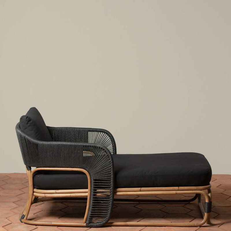 Glen Ellen Outdoor Chaise Lounge, Black, Black