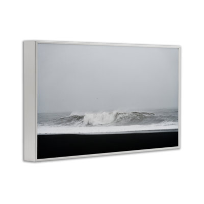 Black Sand Beach Waves Framed Giclee, design by Jade Sharp Photo