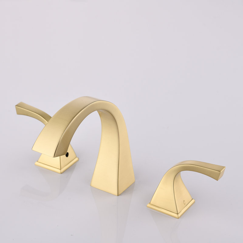 Robinet de salle de bain à large entraxe avec bonde, Or brossé