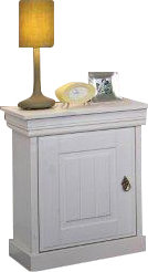 51cm W Solid Wood Bedside Table, White waxed