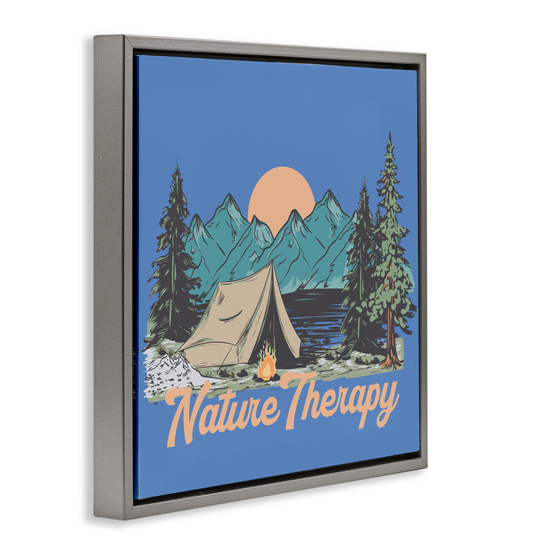 Vintage Nature Therapy Camp Floating Frame, design by Jedco Brands, Inc., Luster Gray Floater Frame, 18" H x 18" W