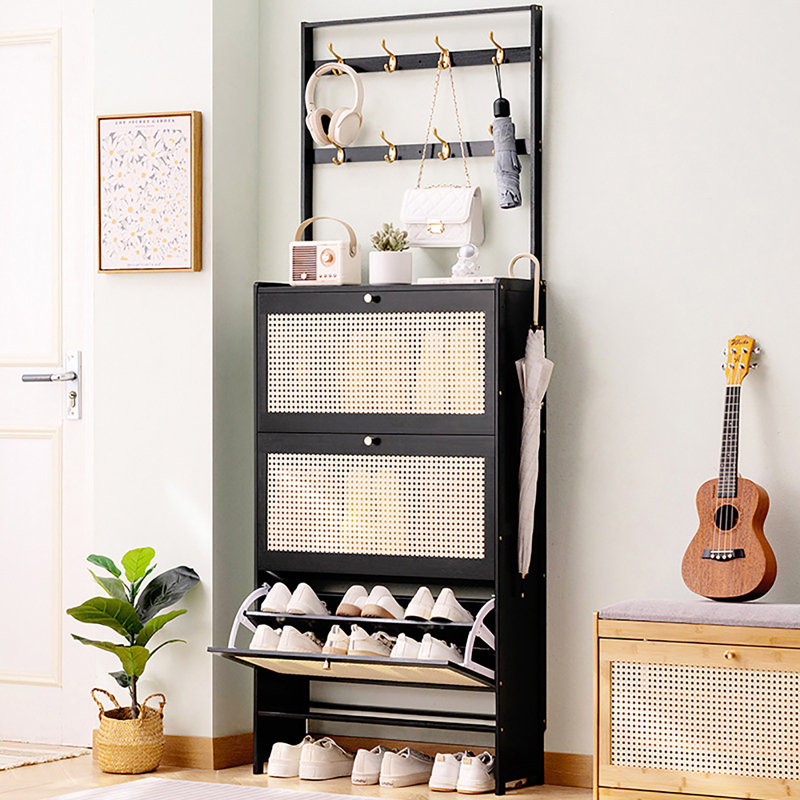 18 Pair Shoe Storage Cabinet, Black