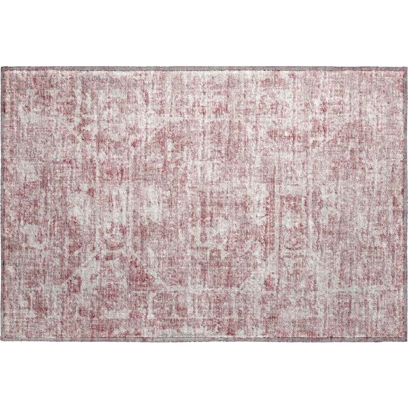 Premium Machine Washable Kelsa AMF41 Pink Rug, Rectangle 1'8" x 2'6"