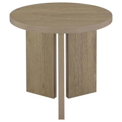 Harout Round Panel Base End Table Latte