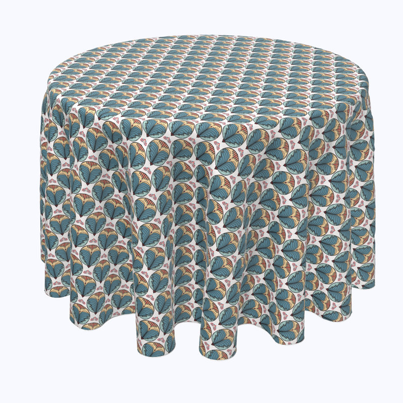 Geometric Round Christmas Tablecloth, 70" x 70", Seamless Christmas Love