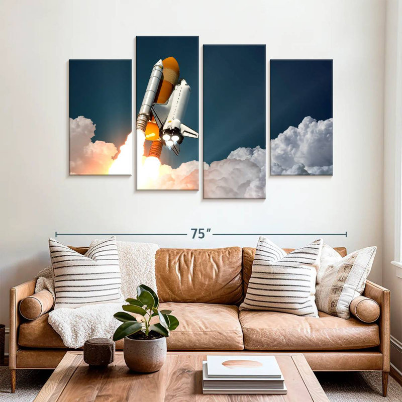 Oberle Rocket Flying To Space, 42" H x 68" W