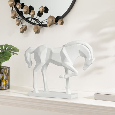 Sculpture cheval blanc à facettes 18 po Stach
