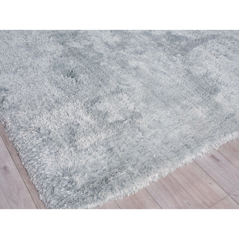 Exquisite Rugs Sumo Shag Handmade Handloomed Polyester/Microfiber Light Blue Area Rug, Rectangle 5' x 8'