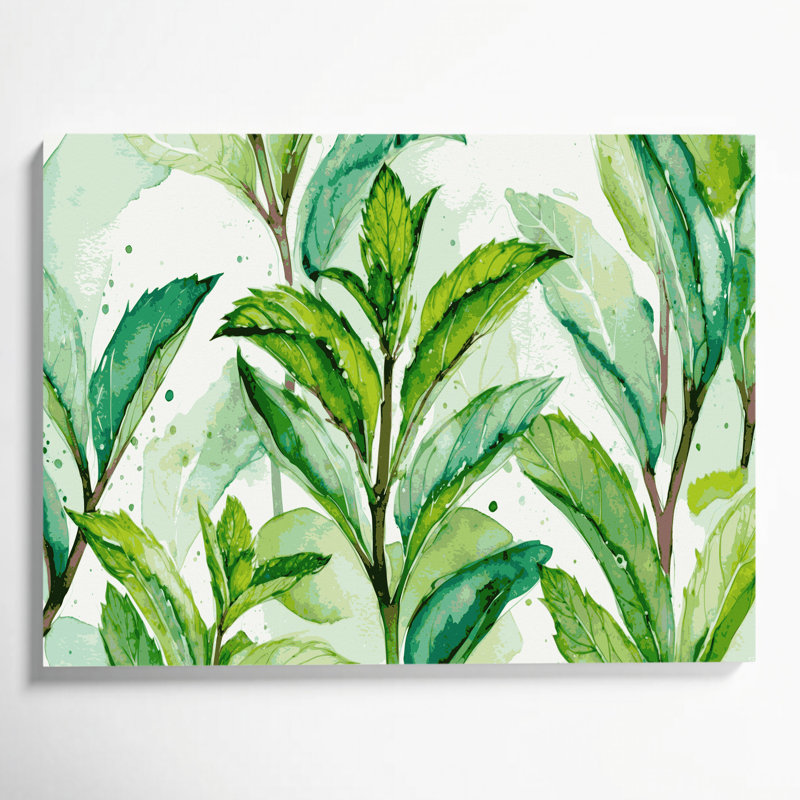 Art mural sur toile vert menthe botanique, H 11 po x l 14 po