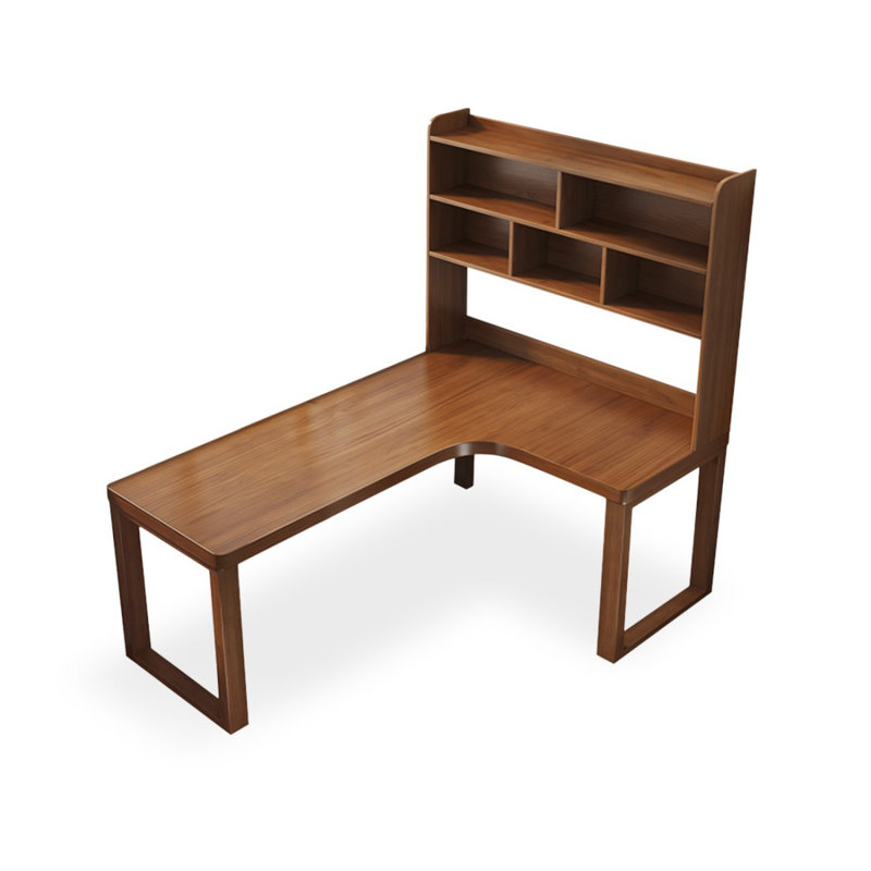 Nut-brown L-Shaped Solid Wood desk, 70.87" H x 62.99" W x 47.24"D , Right Hand Return