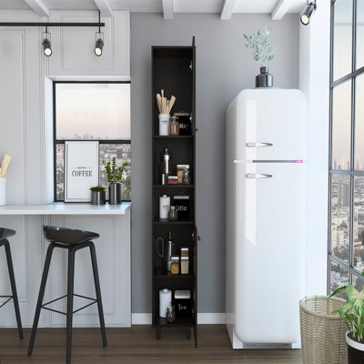 Armelia 2-Shelf Rectangle Pantry Cabinet | Space-Saving Kitchen Storage with Chrome Handles & Adjustable Legs