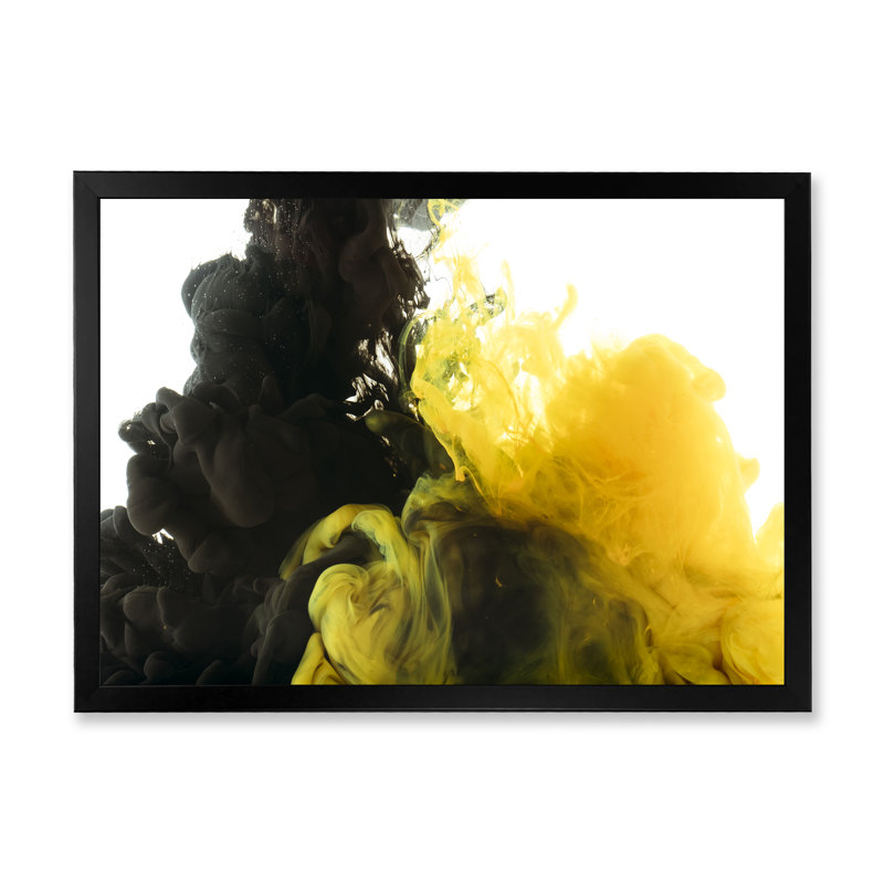 «Black and Yellow Ink Clouds», reproduction sur toile flottante, Cadre noir, H 8 po x l 12 po x P 1 po